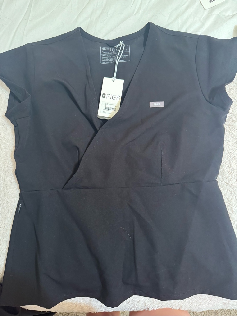 FIGS Black Wrap-Style Medical Tunic Top and Bottoms